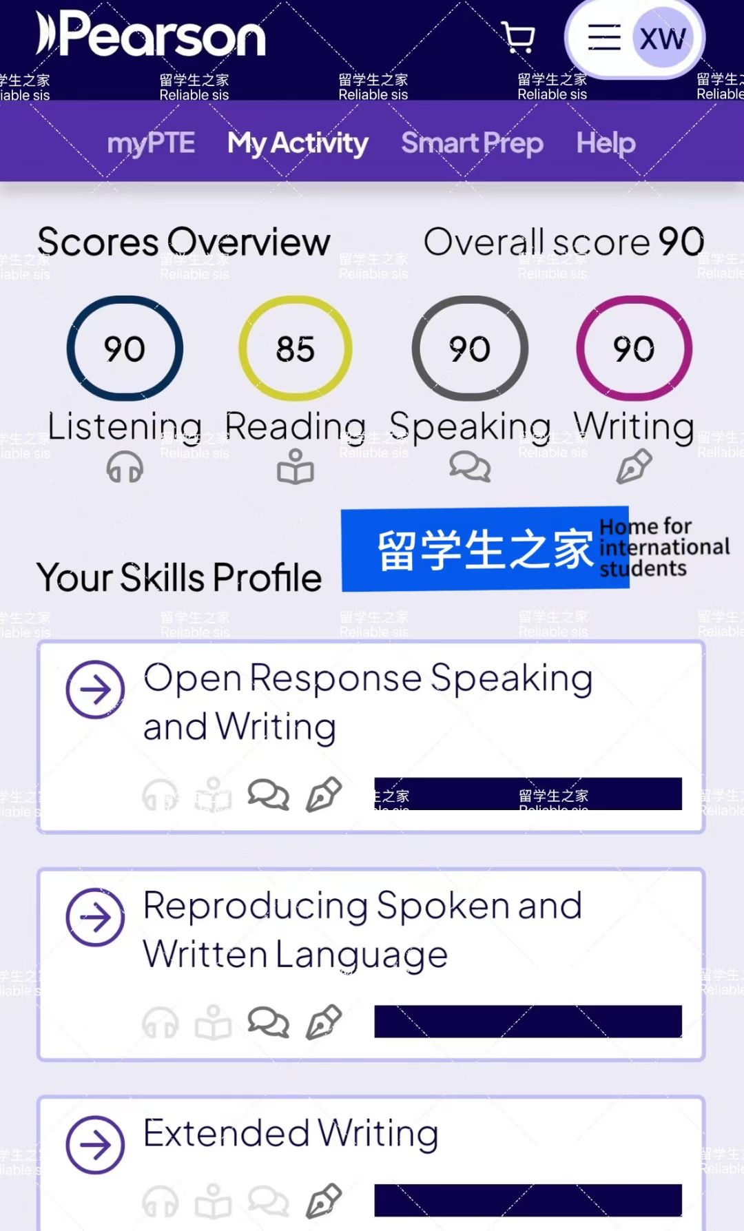 PTE成绩单详情