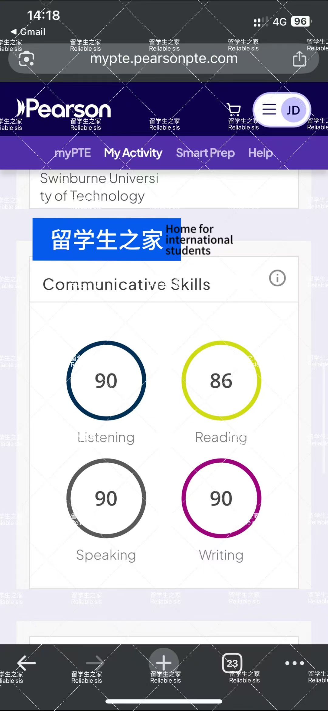 小朱PTE从30到85分的成绩单